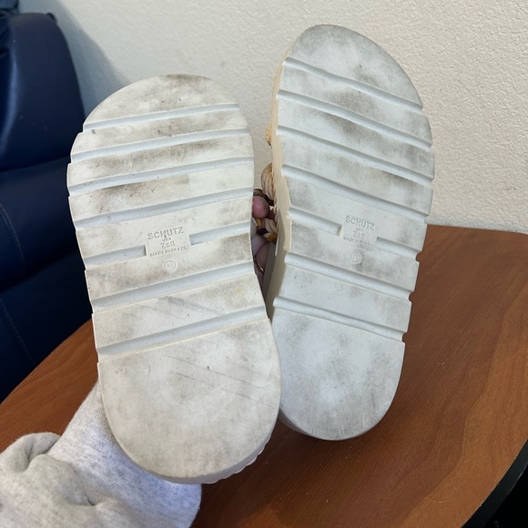 SCHUTZ Mel Braided Strappy Slides Multi Neutral Women's Size 7.5 Slip On Leather - Picture 8 of 11